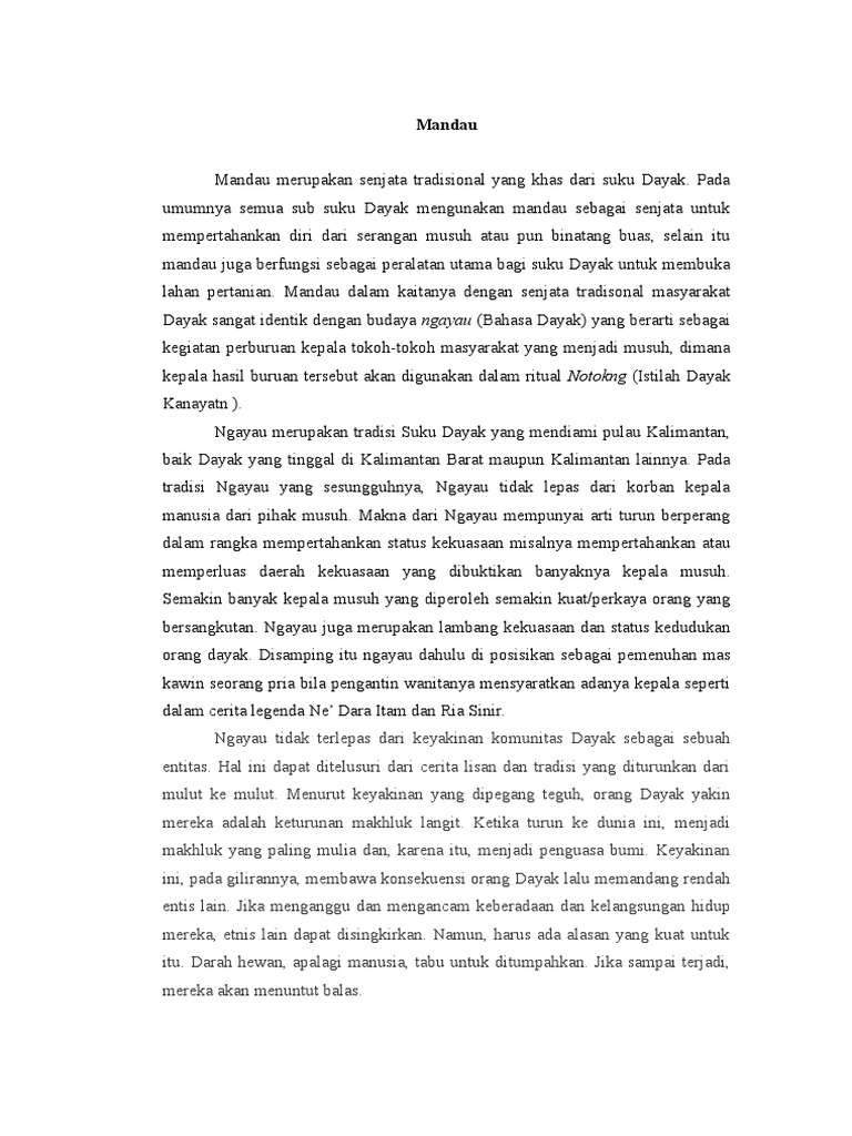 Sejarah dan Makna Mandau Dayak | PDF | Sejarah