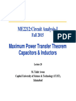 ME2212:Circuit Analysis-I Maximum Power Transfer Theorem Capacitors & Inductors