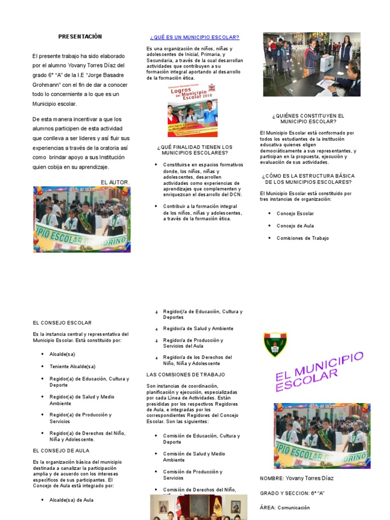 Triptico Municipio Escolar | PDF | Alcalde | Cognición