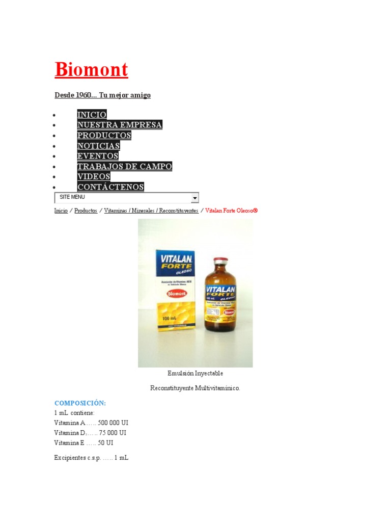 Vitalan Forte: Reconstituyente Veterinario | PDF