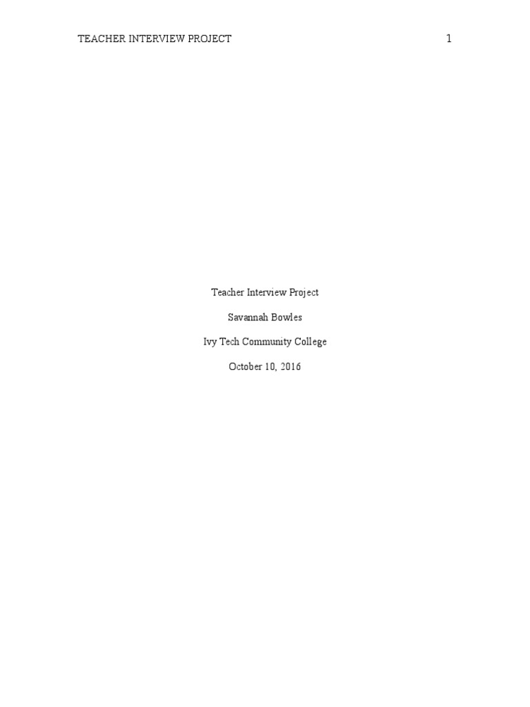 Teacher Interview Project | PDF | Secondary School | Teachers