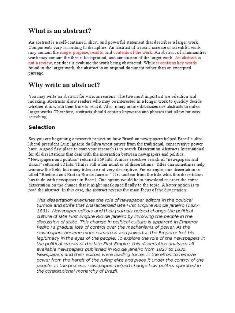 When Do People Write Abstracts  Abstract (Summary)  Thesis