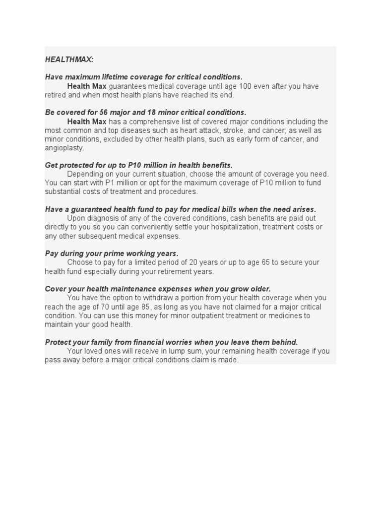 Cebuana HealthMax Insurance Overview | PDF | Self-Improvement