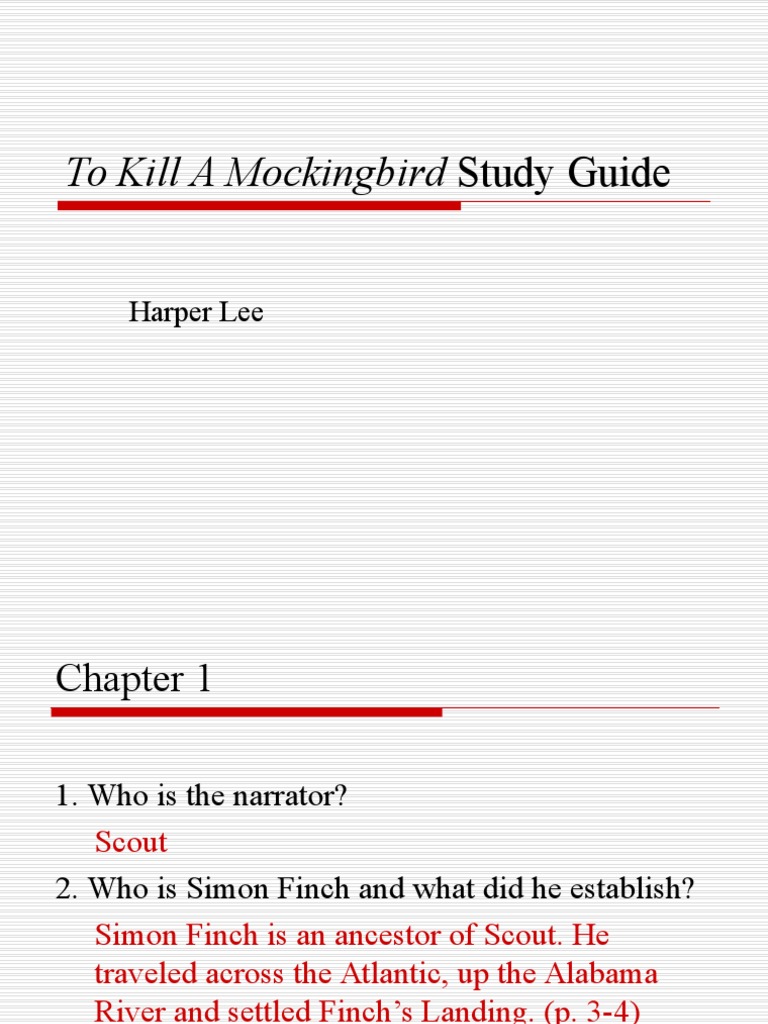 To Kill a Mockingbird Study Guide | PDF | To Kill A Mockingbird