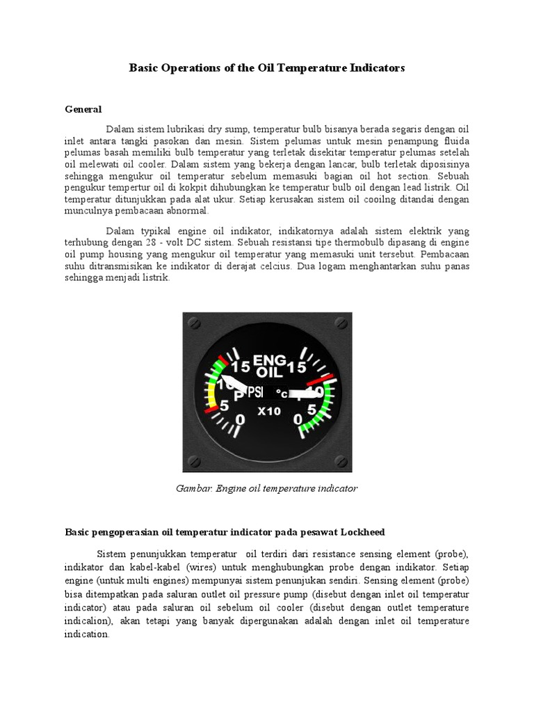 Oil Temperature Indicator Pdf