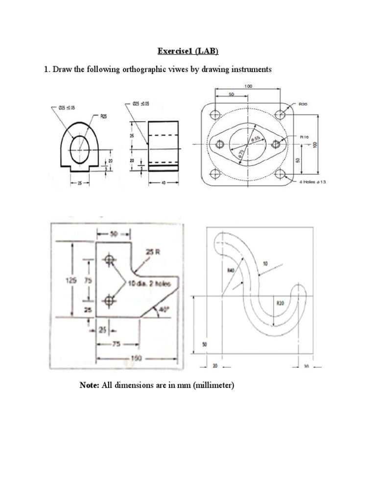 Draw The Following Orthographic Viwes by Drawing Instruments PDF