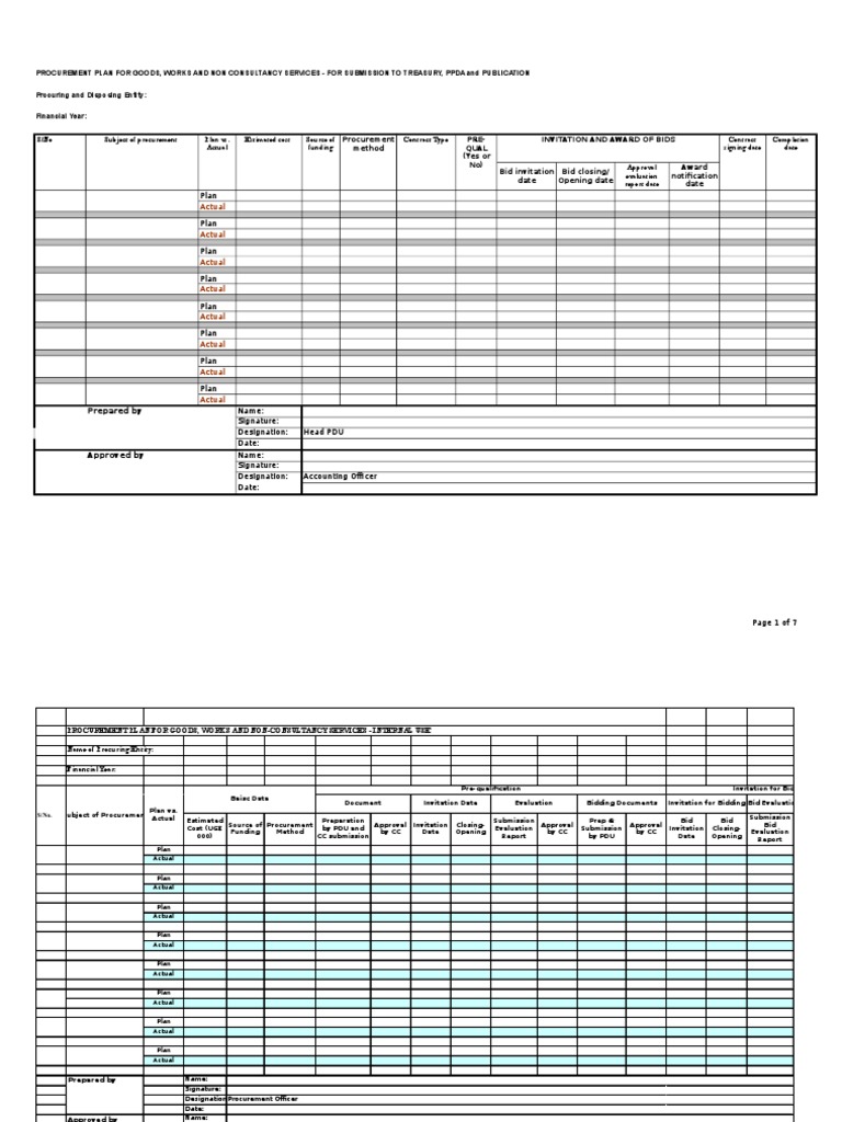 Example of procurement plan image