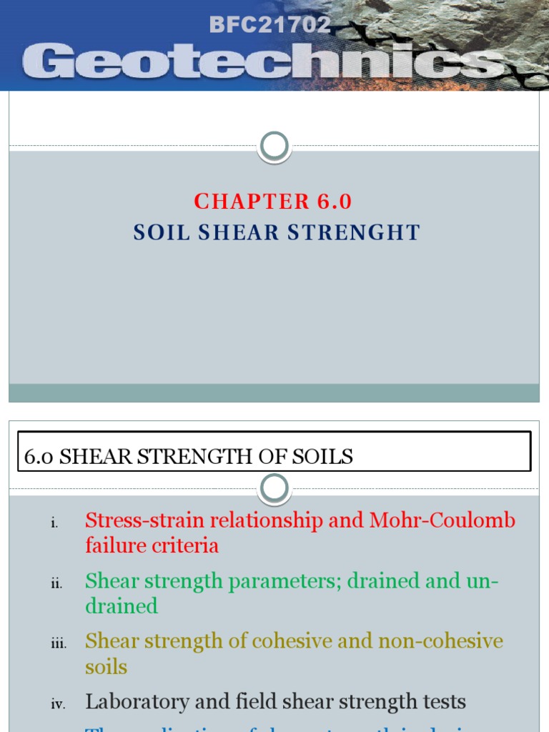 Shear Strength of Cohesive vs Non-Cohesive Soils | PDF | Strength Of ...