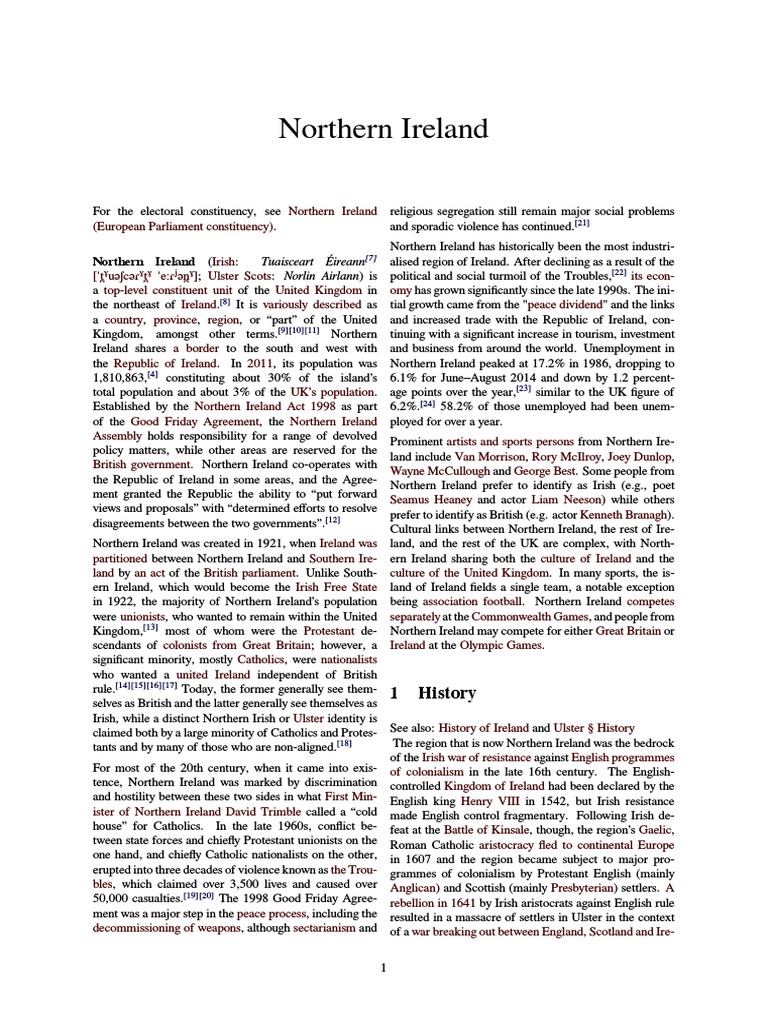 Northern Ireland Pdf Northern Ireland The Troubles