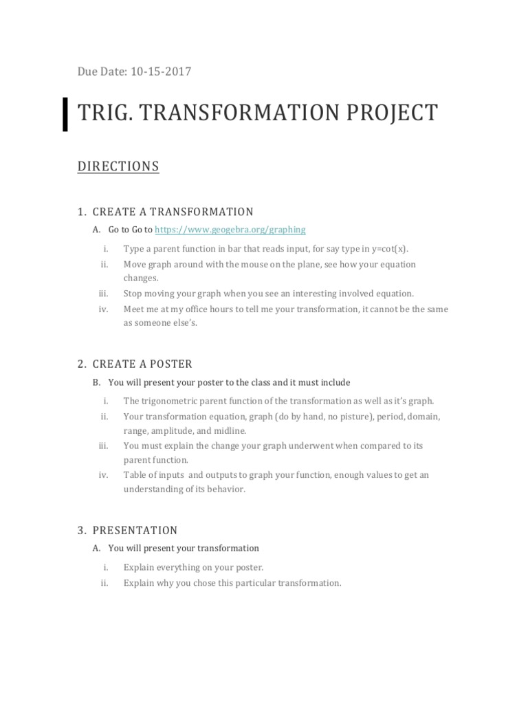 Trigonometric Transformation Project Guide | PDF