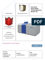 Universal Sheet Metal Testing Machine Model 146: Maximum Strain Deep Drawing Cup Test