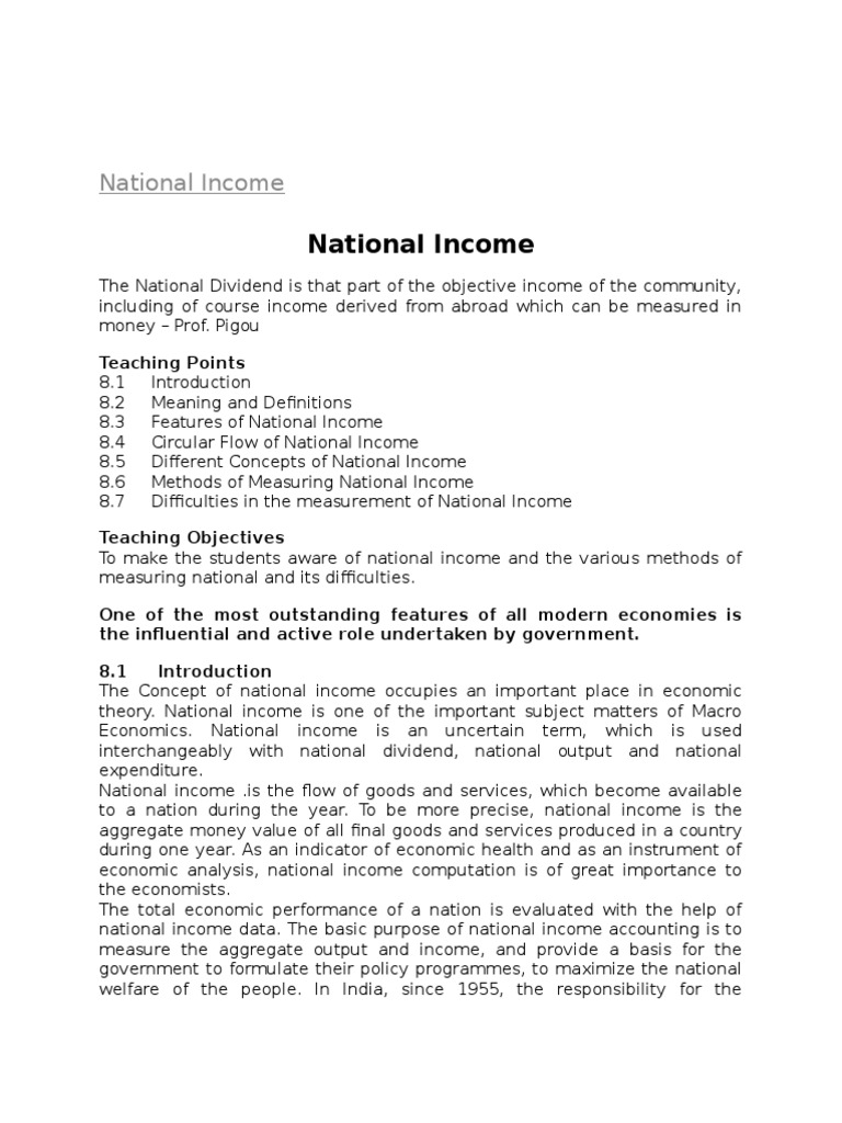 National Income | PDF | Measures Of National Income And Output | Gross ...