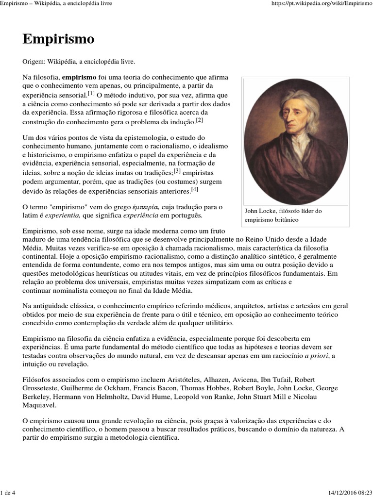 Empirismo: Teoria e Filósofos Principais | PDF | Empiricismo ...