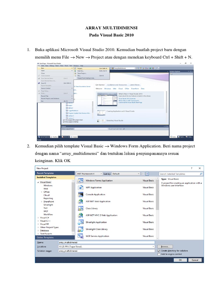 Penggunaan Array Multidimensi di VB 2010 | PDF