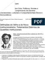 Definições Do Velho e Do Novo Institucionalismo: Tratamentos Distintos de Questões Institucionais