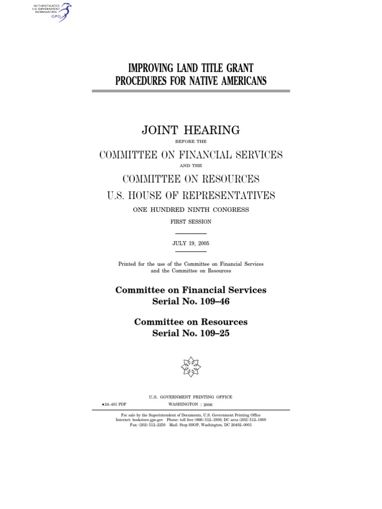 Improving Land Title Grant Procedures For Native Americans PDF