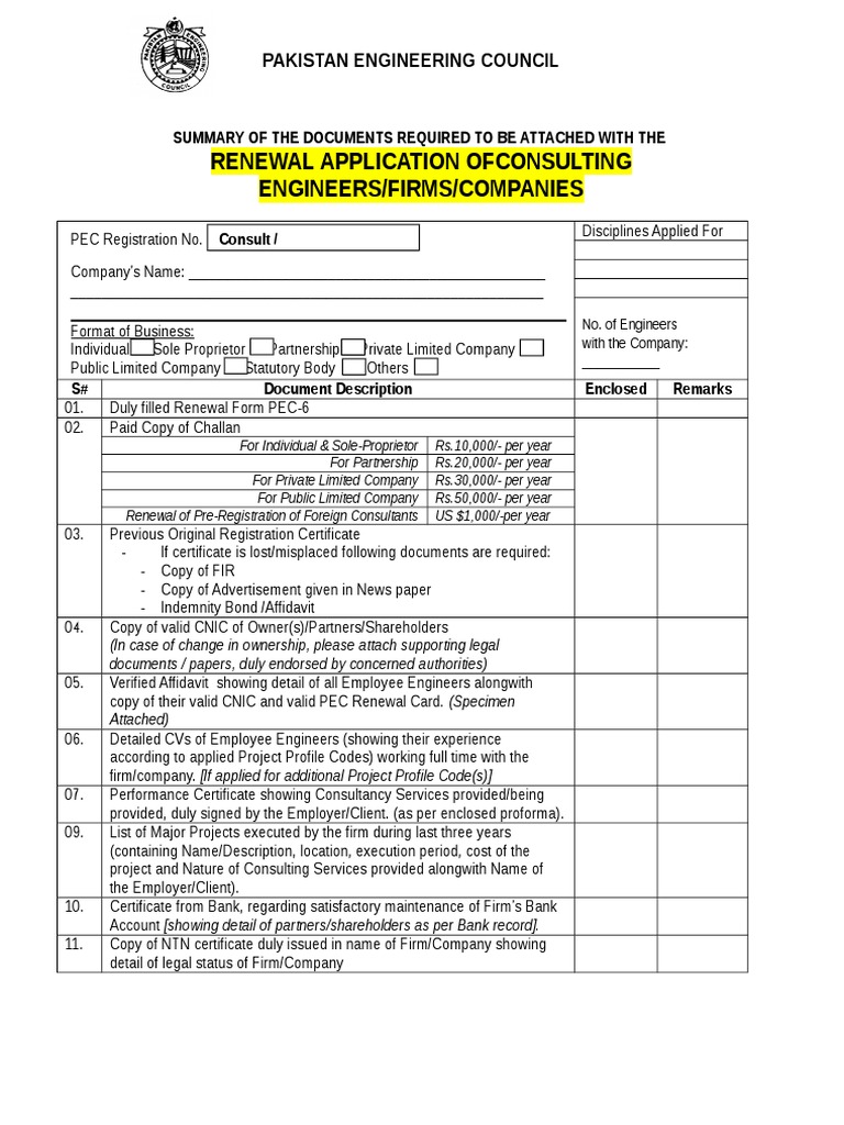 PEC Renewal Requirements for Firms | PDF | Consultant | Email