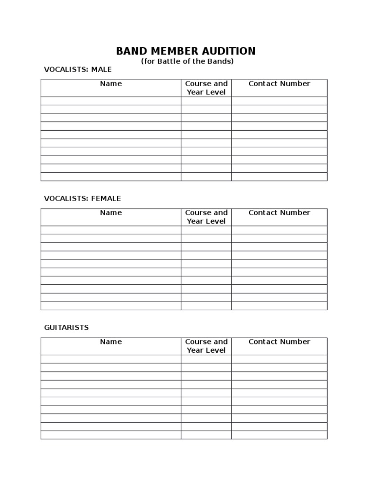 Band Auditions for Students | PDF | Art