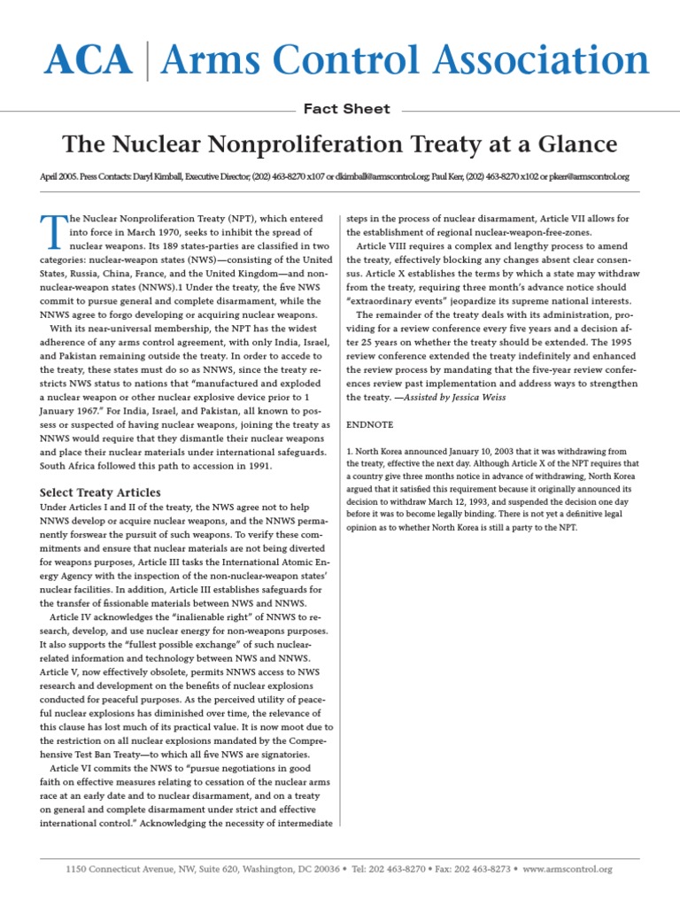 Npt Pdf Pdf Treaty On The Non Proliferation Of Nuclear Weapons