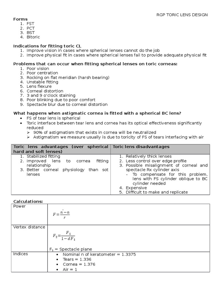 6.b. RGP Toric Lens Design | Download Free PDF | Lens (Optics) | Cornea
