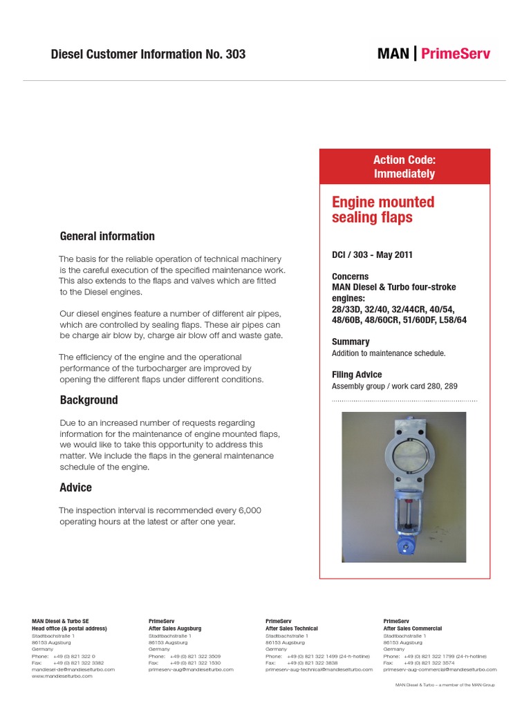 MAN Engine Maintenance Schedule Update | PDF | Turbocharger | Engines