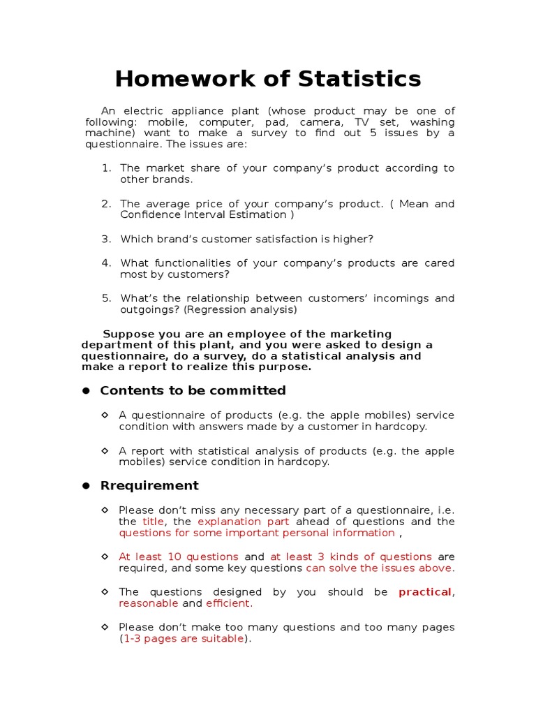 Homework of Statistics: Contents To Be Committed | PDF | Computers