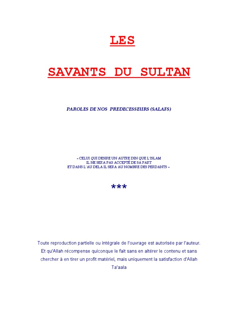Les Savants Des Sultans | Liste Des Savants Islam – LCKM