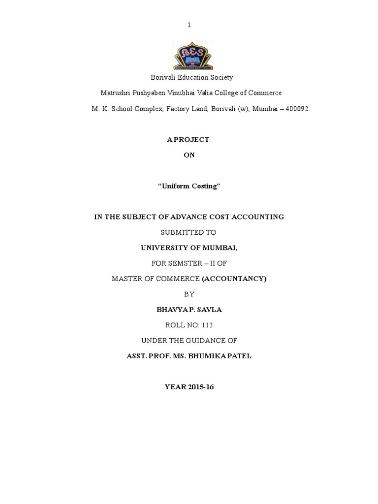 Uniform Costing PDF Cost Accounting Revenue