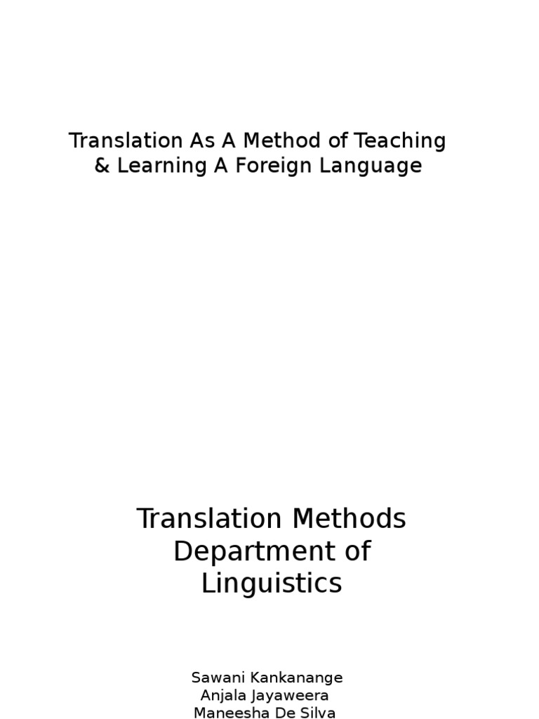 Translation in Foreign Language Teaching | PDF