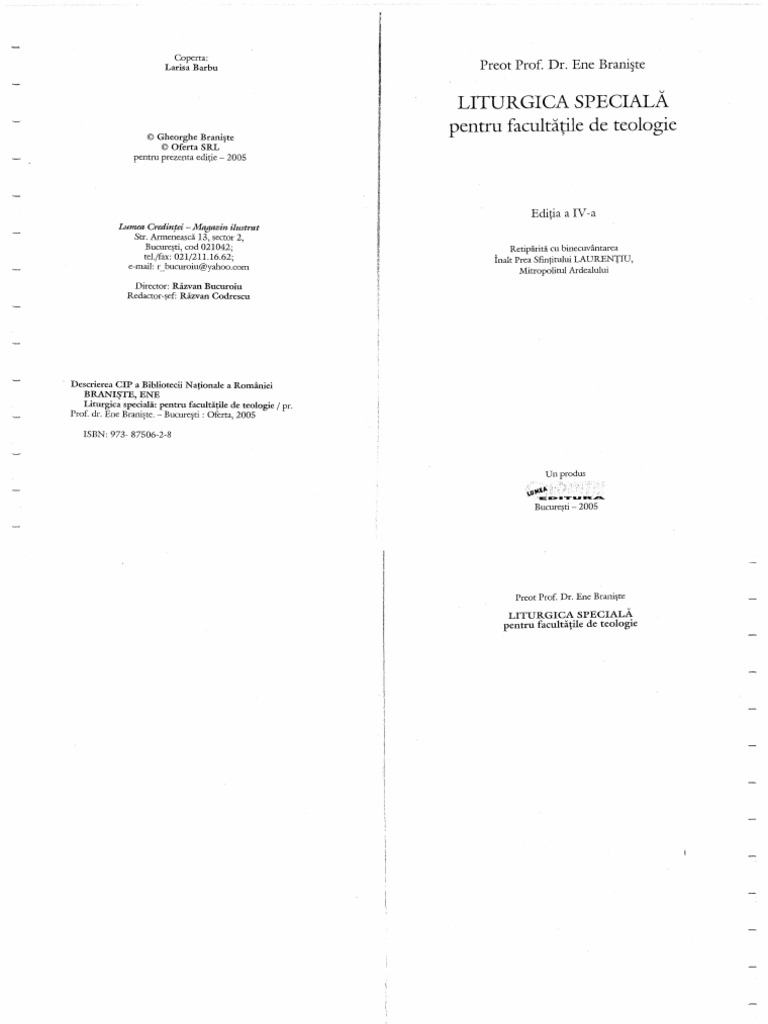 Liturgica Speciala Ene Braniste PDF | PDF
