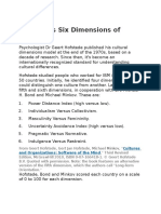 Hofstede's Six Dimensions of Culture: Cultures and Organizations: Software of The Mind