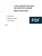 Încălzirea Unui Conductor La Trecerea Curentului Electric de Conducţie