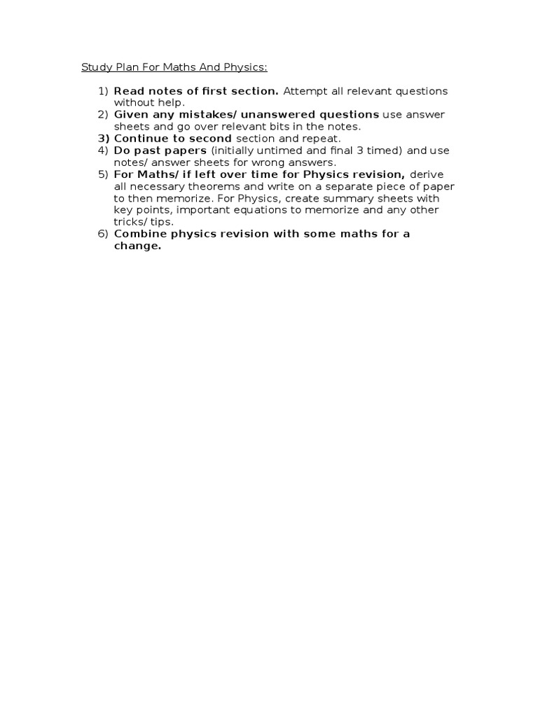 Effective Study Plan for Maths & Physics | PDF