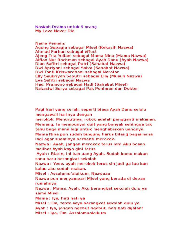 Naskah Drama Untuk 9 Orang