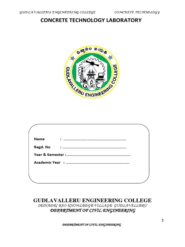 Concrete Technology Lab Manual Construction Aggregate Concrete