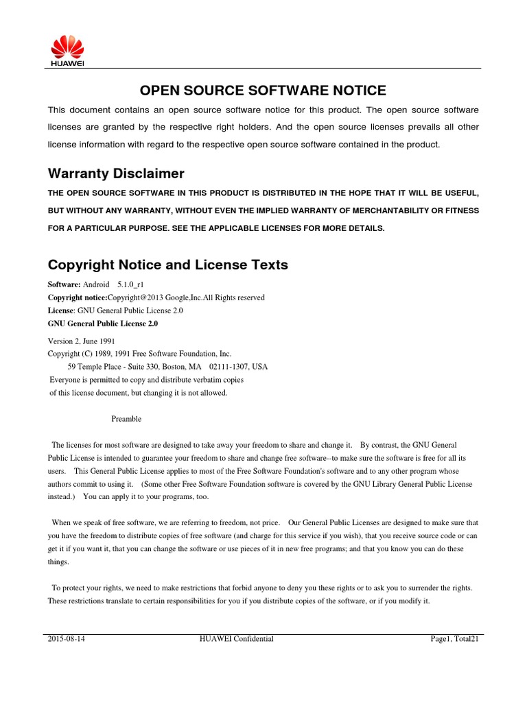Open Source Software Notice PDF PDF Free Software Business Law