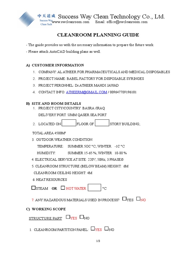 Cleanroom Planning Guide for Babel Factory | PDF