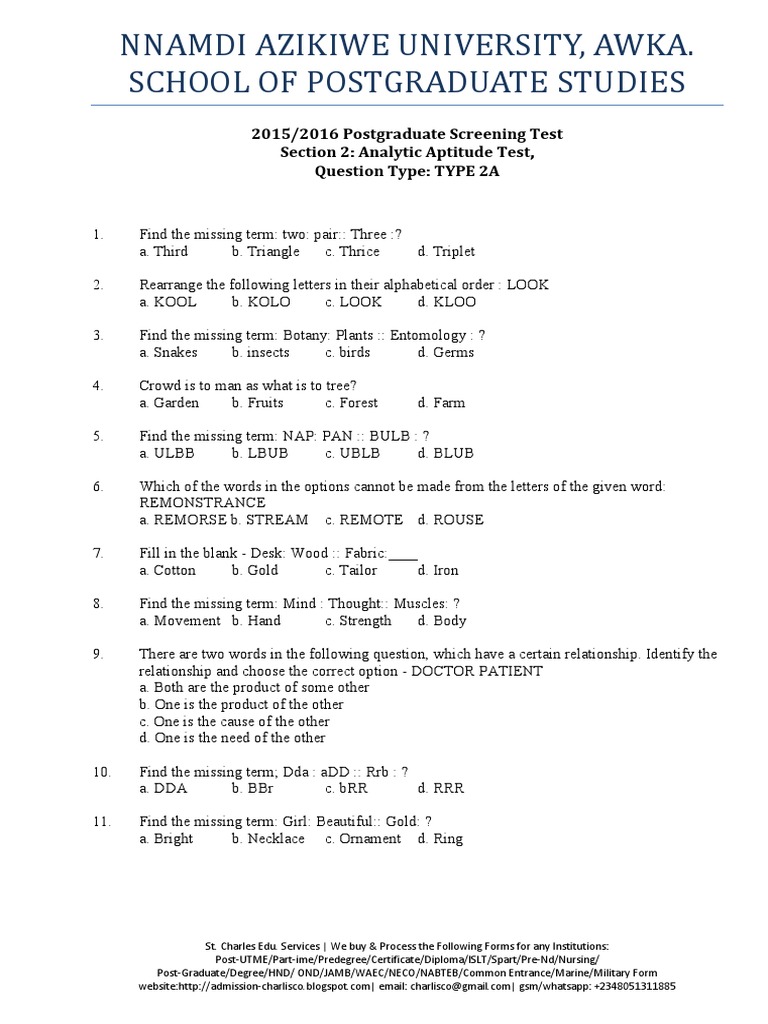 Unizik Postgraduate Screening Test Guide | PDF | Short Message Service ...