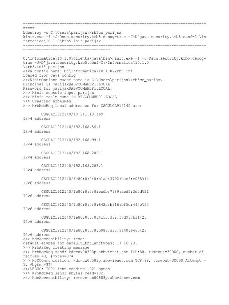 Kerberos Commands for Java Clients | PDF | I Pv6 | Computer Networking