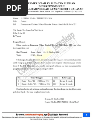 Contoh Surat Edaran Sekolah Untuk Wali Murid