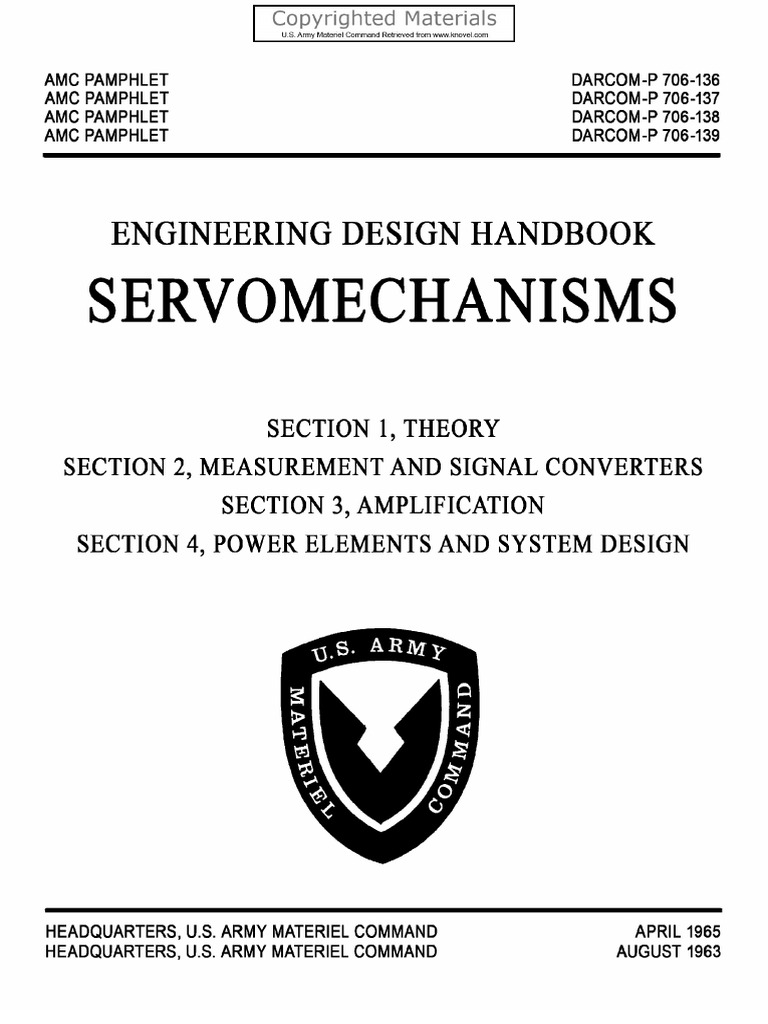 Engineering Design Handbook Servomechanisms Sections 1 4 - 