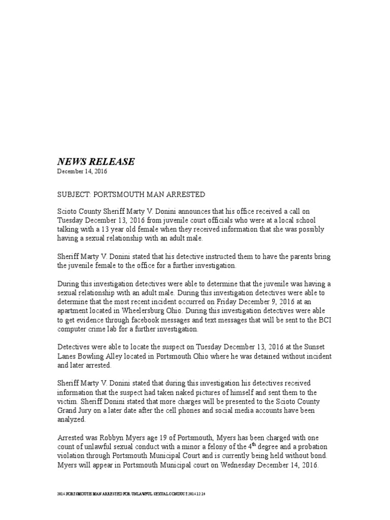 Portsmouth Man Arrested for Sexual Conduct | PDF