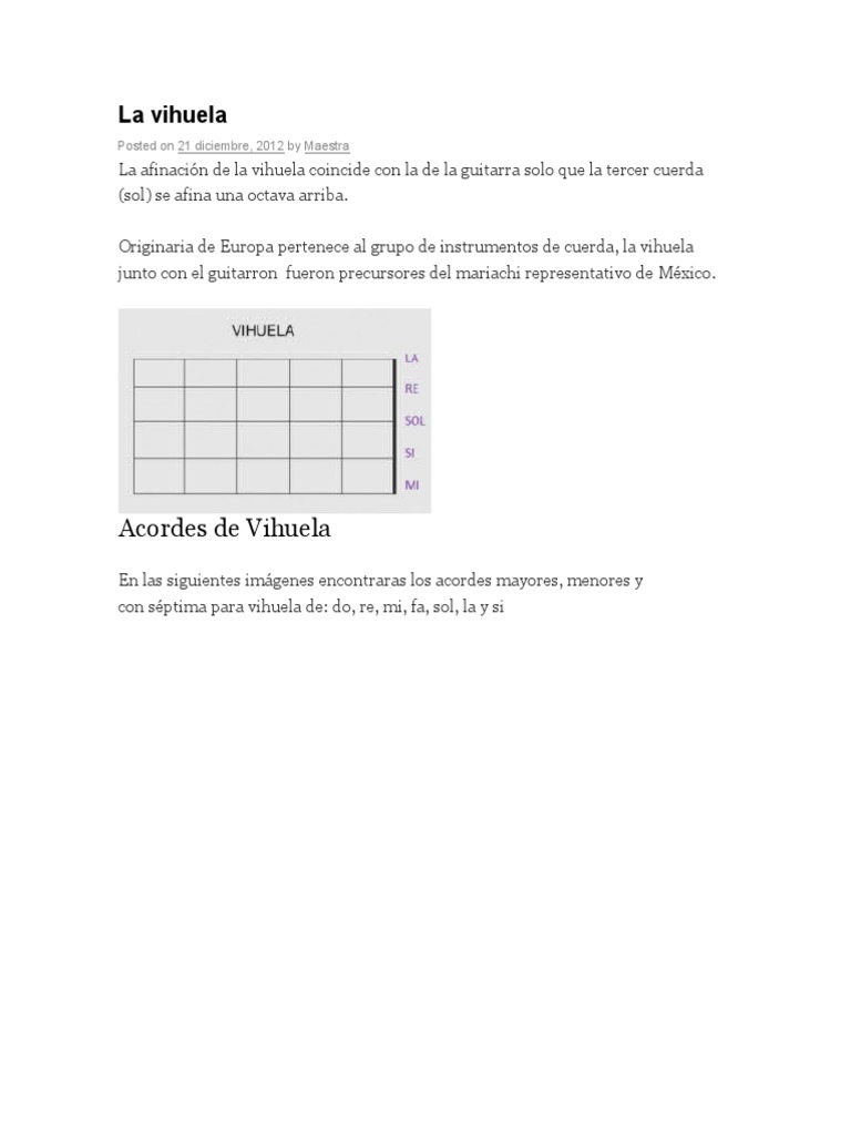 Afinación y acordes de la vihuela mexicana | PDF