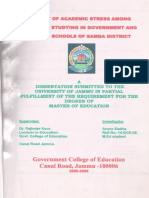 A study of Academic Stress Among Students Studying in Government And Private Schools of Samba District By:- Aruna Slathia