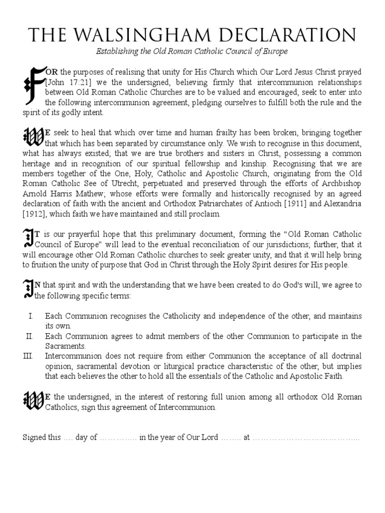 The Walsingham Declaration | PDF