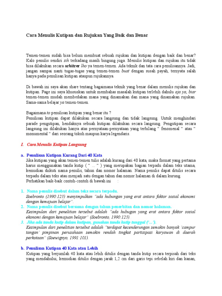 Cara Menulis Kutipan Pdf
