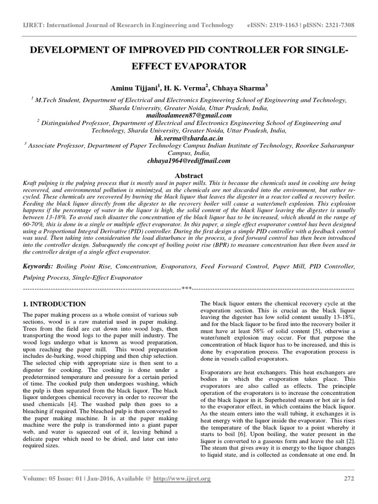 Improved PID Controller for Evaporators | PDF | Control Theory | Pulp ...
