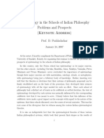 Epistemology in The Schools of Indian Philosophy Problems and Prospects (Keynote Address)