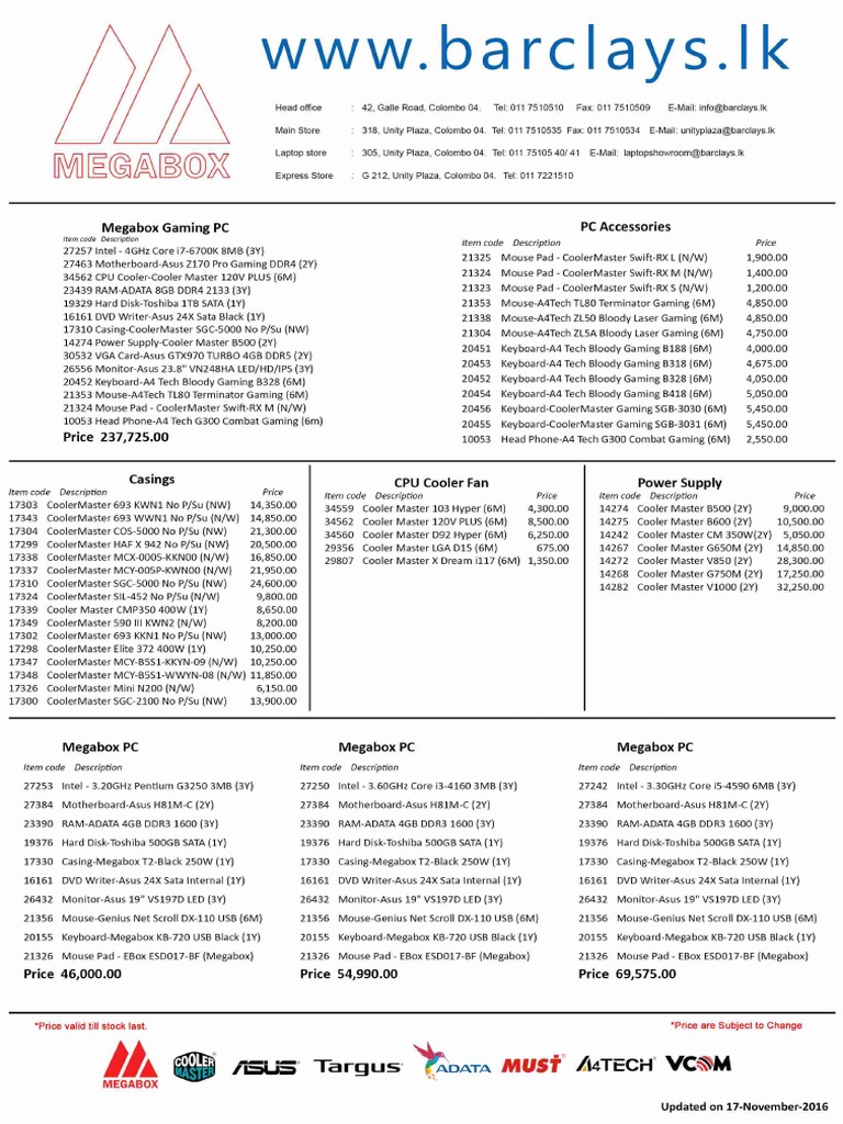 Computer Price List PDF