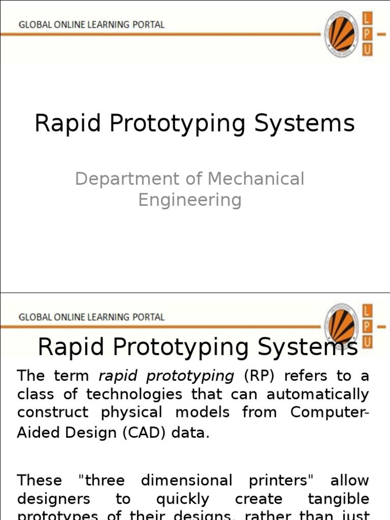 Overview of Rapid Prototyping Systems | PDF | Computer Aided Design ...